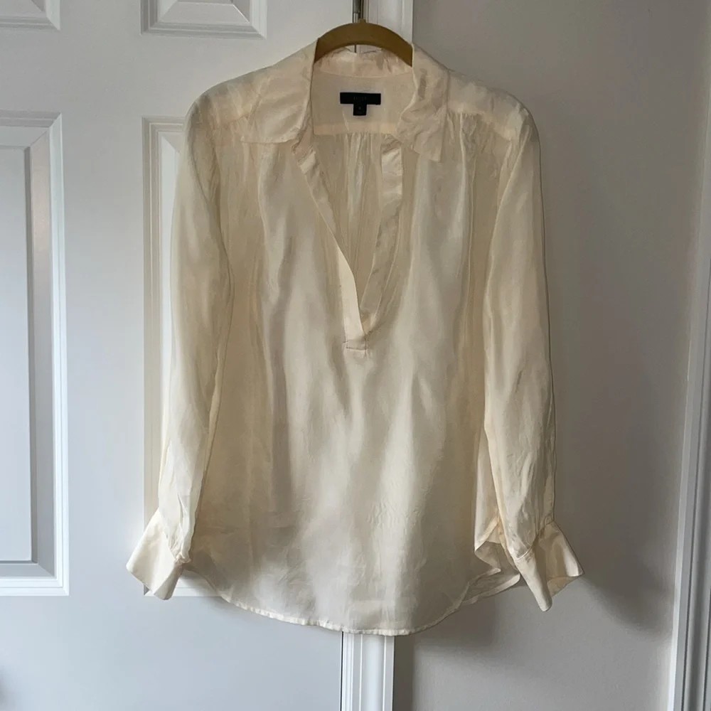 J. Crew Eco cupro-blend collared V-neck popover top - Picture 2 of 10